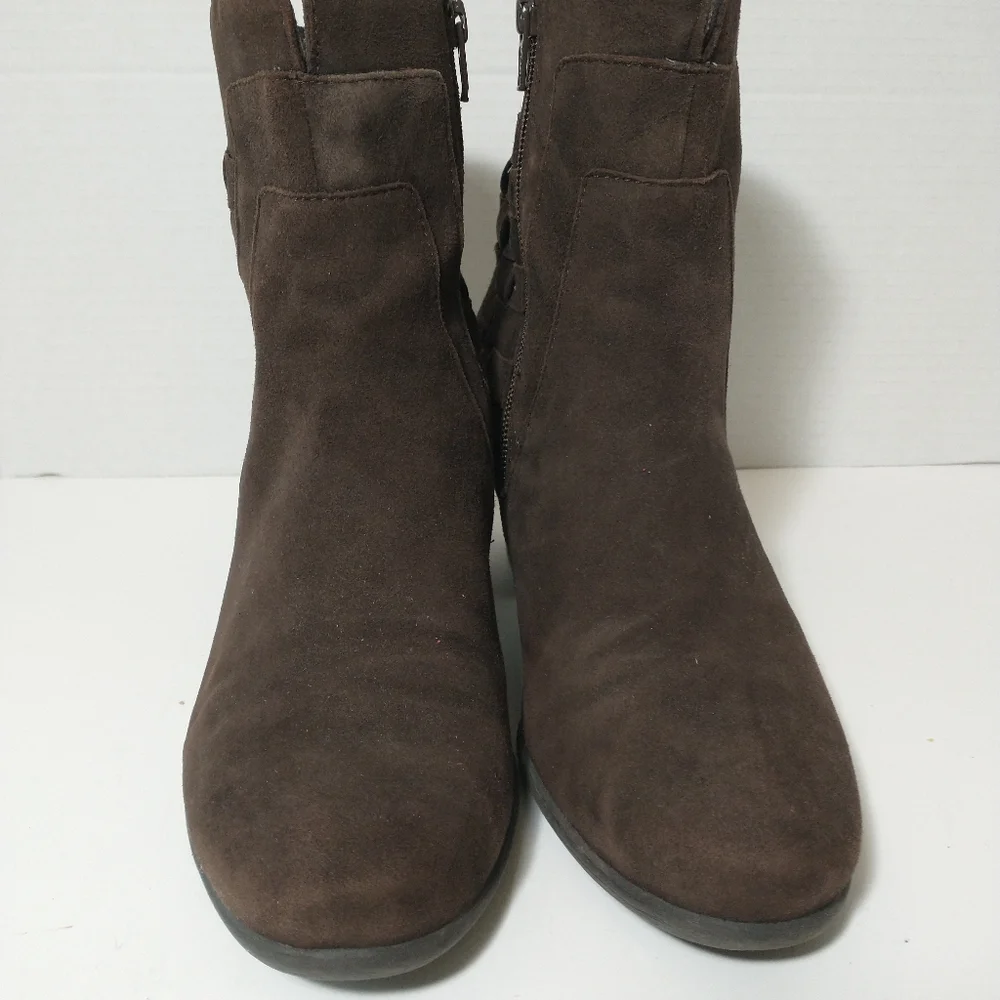 Joseph‎ Seibel Nubuck Brown Woven Leather Side Zip Ankle Boot, Women's Size 8.5